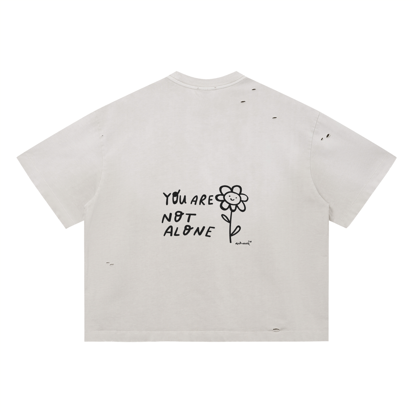 YOU'RE NOT ALONE! Distressed Boxy Oversized T-Shirt