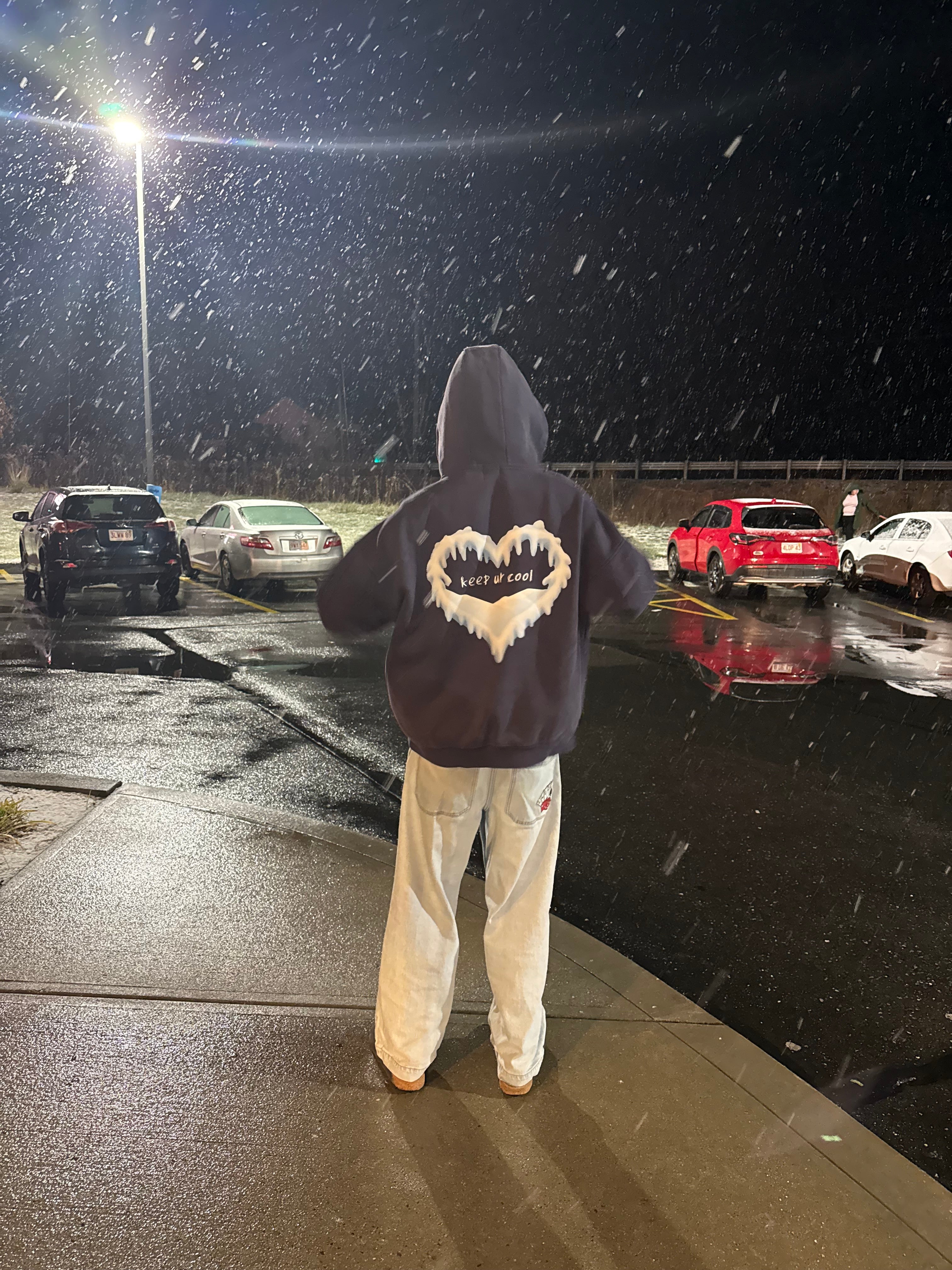 Snow Washed Zip-Through Fleece Hoodie