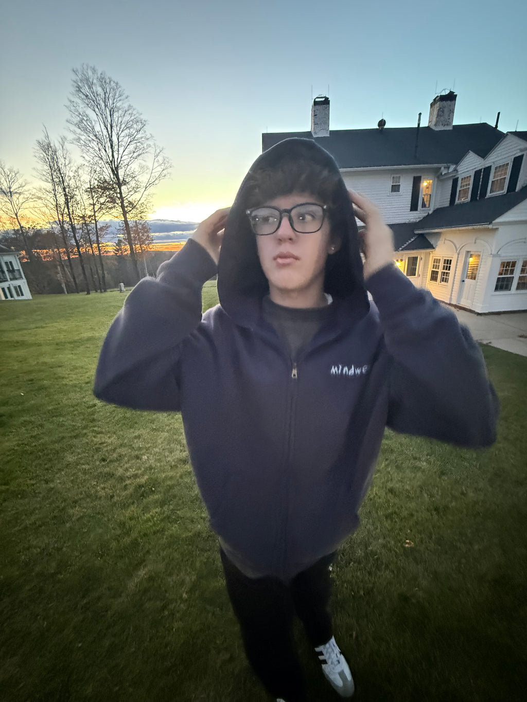 Snow Washed Zip-Through Fleece Hoodie